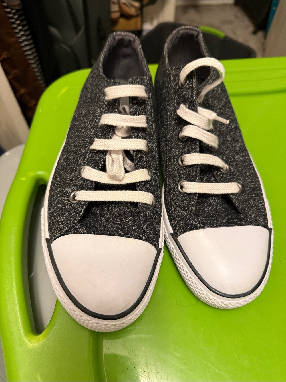 Women’s Casual Canvas Sneakers in Charcoal Gray with White Toe